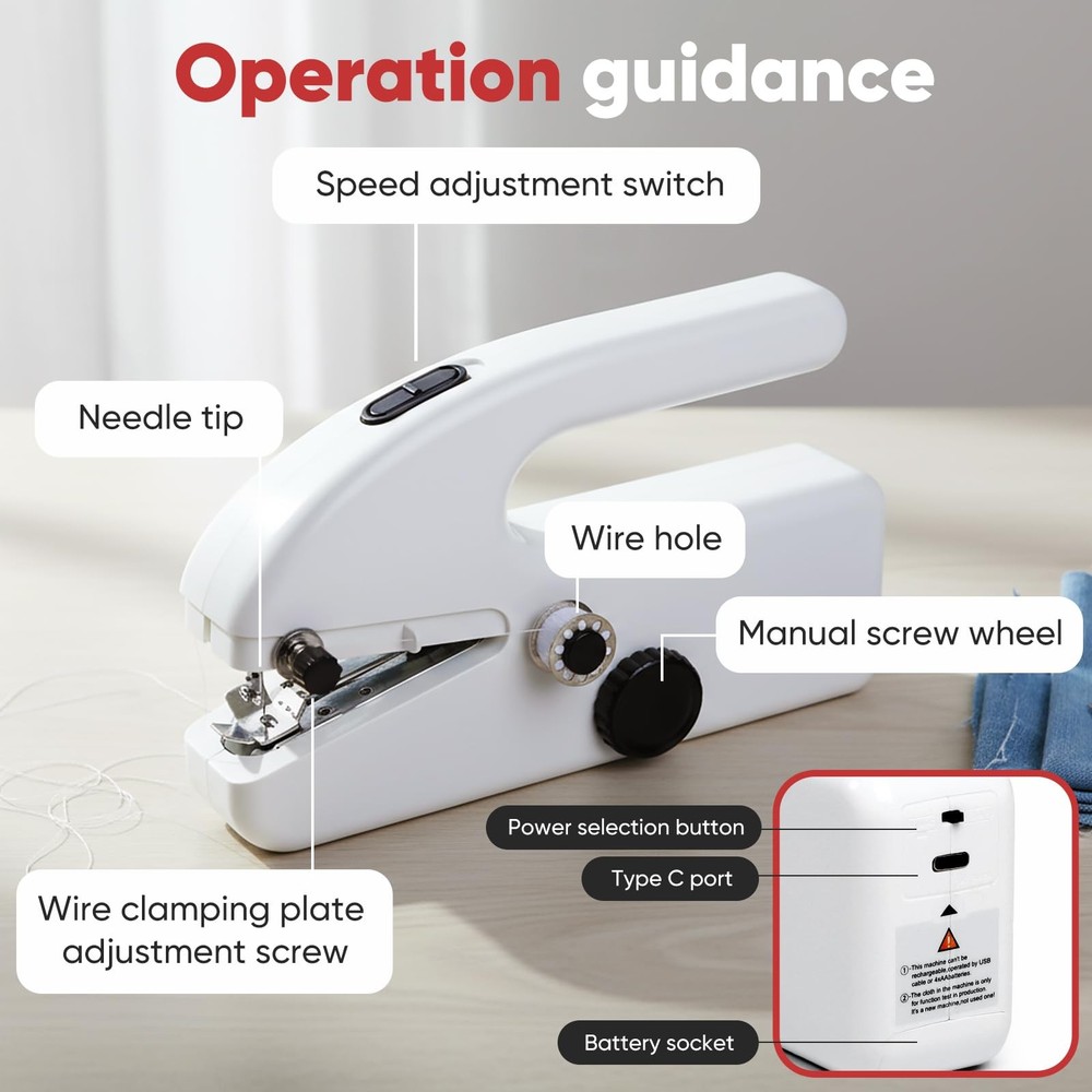 Portable Handheld Sewing Machine for Beginners – Mini Stitching Tool 1, White