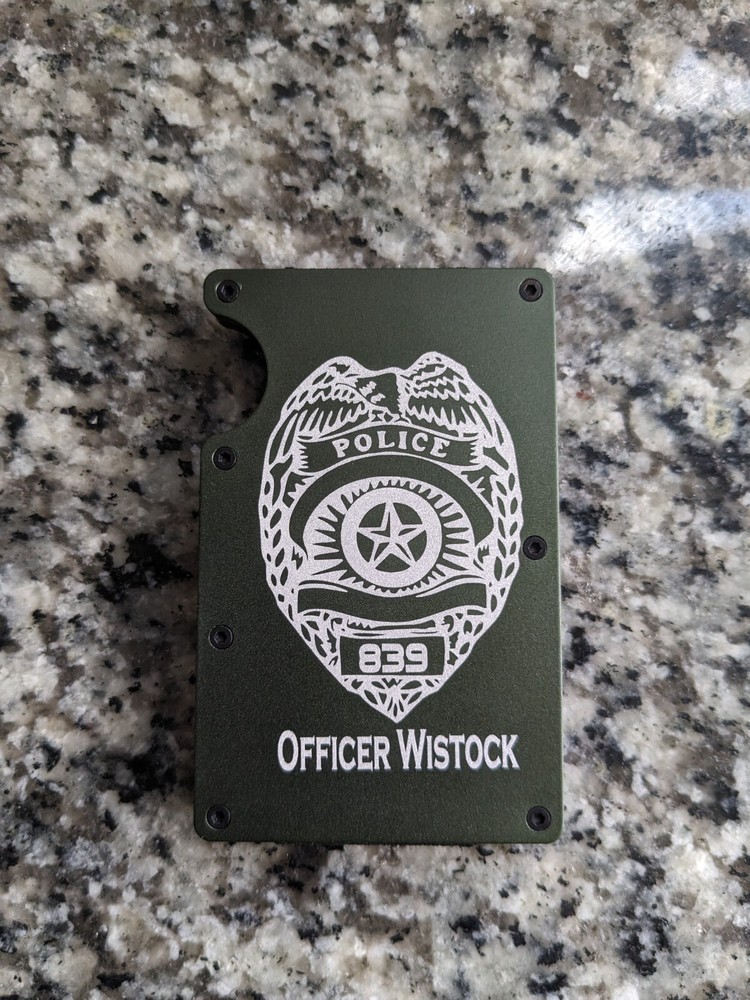 Custom Badge Wallet, Engraved Personalized