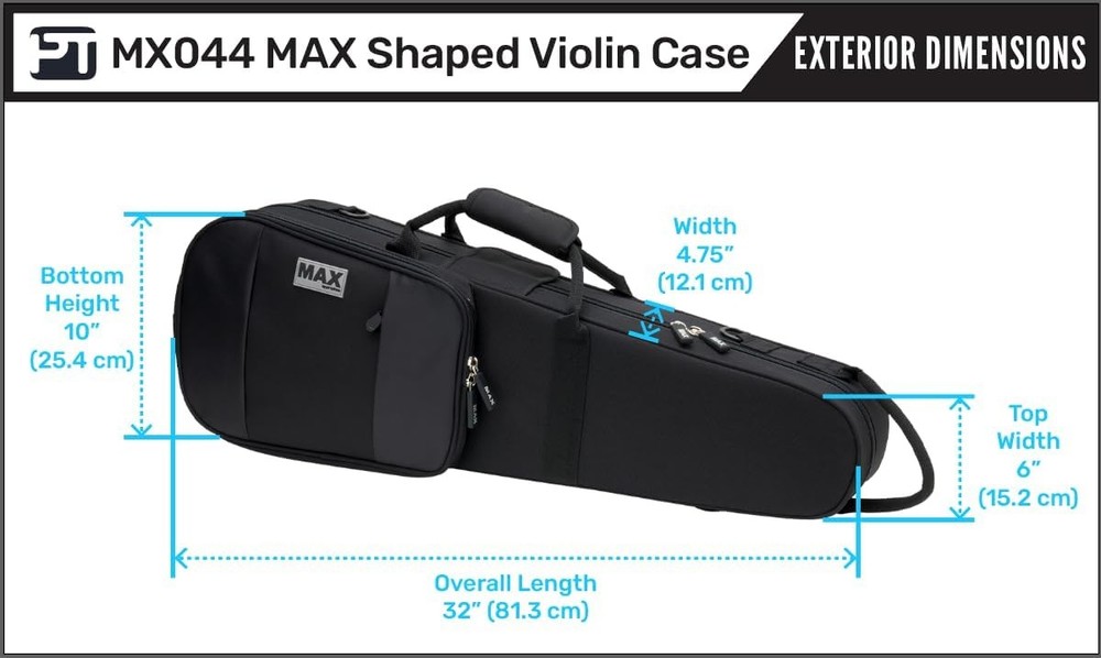 Protec MAX 4/4 Full Size Lightweight Violin Case, Black, Model MX044 Black