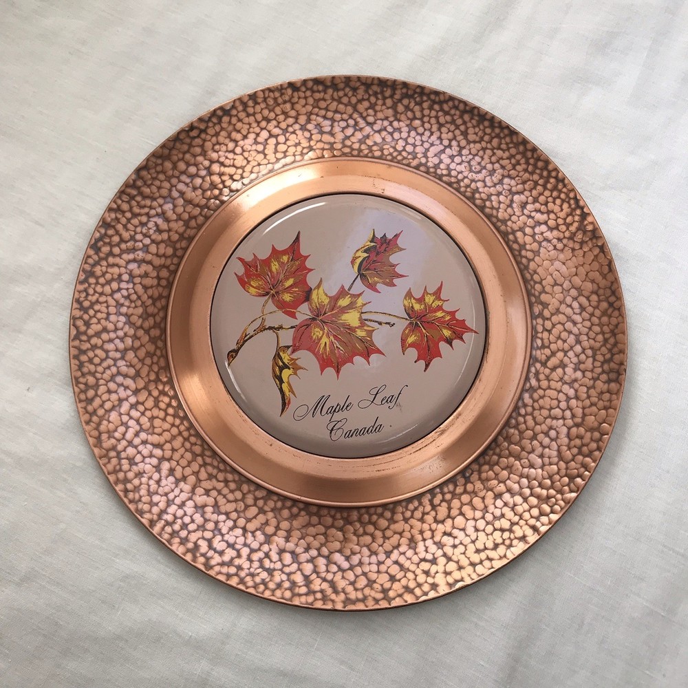 Vintage Solid Copper Plate Canada Leaf By Fantasy CopperWare Solid Decorative