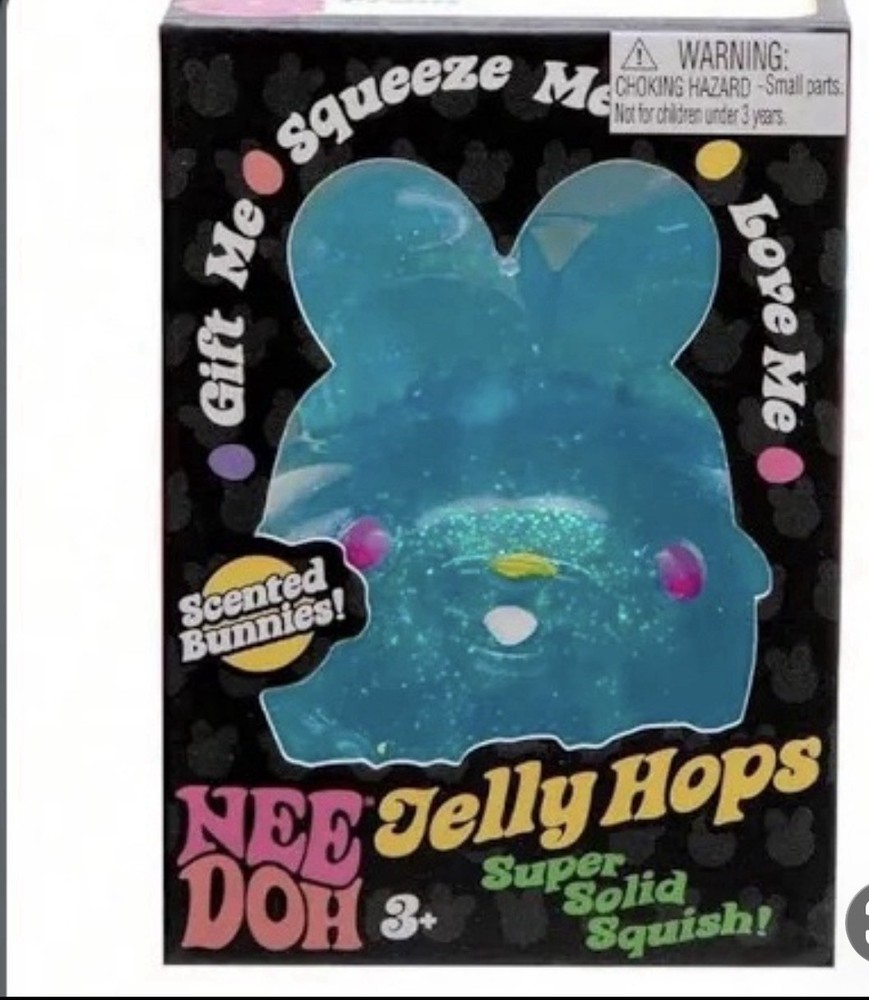 Nee Doh Jelly Hops Scented Bunny Super Solid Squish Toy Blue