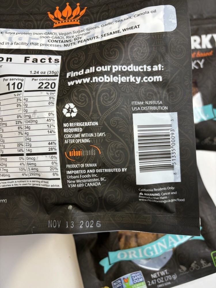 Noble Jerky Vegan Jerky 70g 3 pack