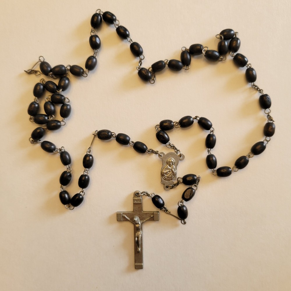 Vintage Black and Silvertone Rosary Older Rosary