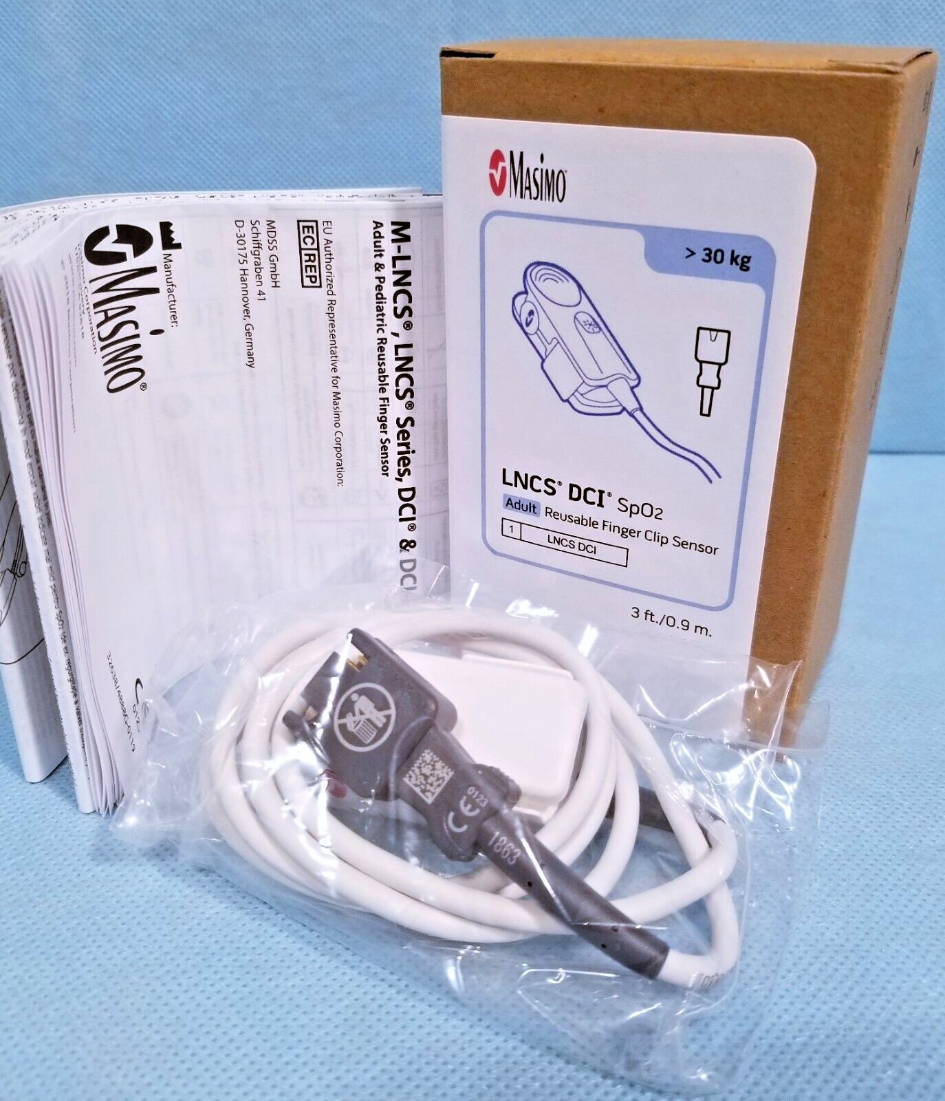 LOT of 3 Masimo LNCS DCI Adult Reusable SpO2 Sensor - REF 1863 NEW