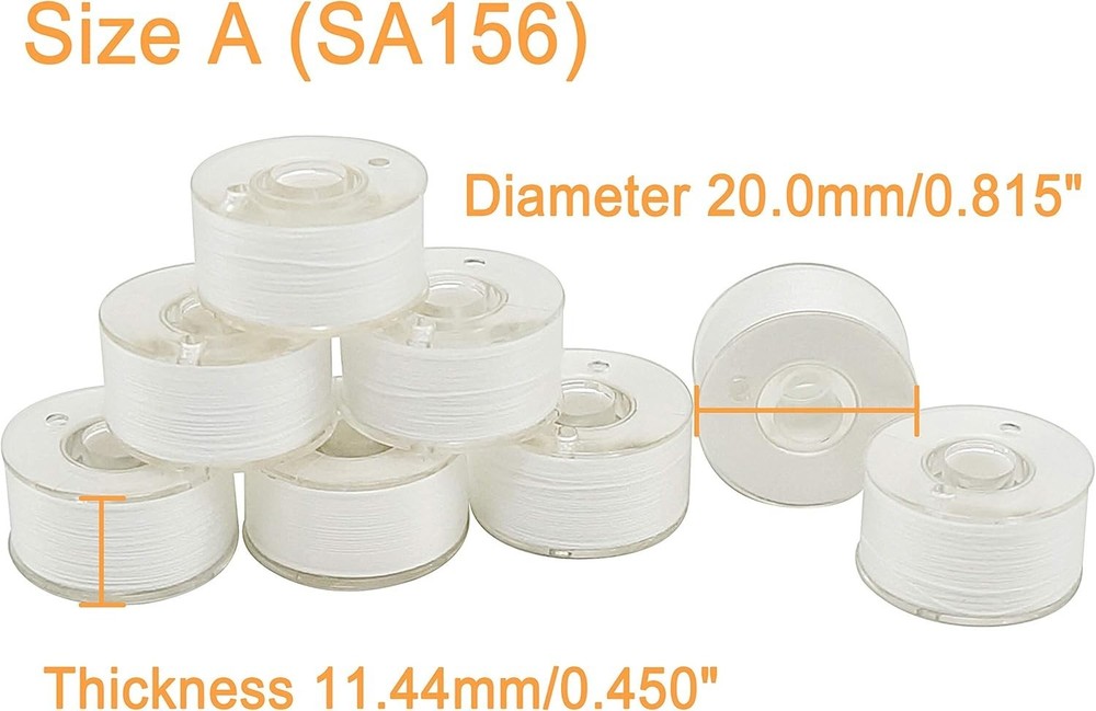 144pcs White Prewound Bobbin Thread 60S 290WT Polyester for Embroidery Sewing...