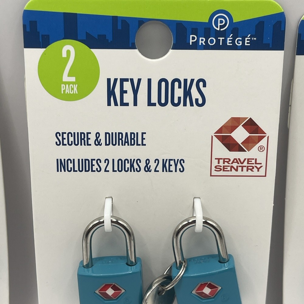 Protege Luggage Locks TSA Accepted & Recognized TEAL 3 Sets, 6 Total Locks