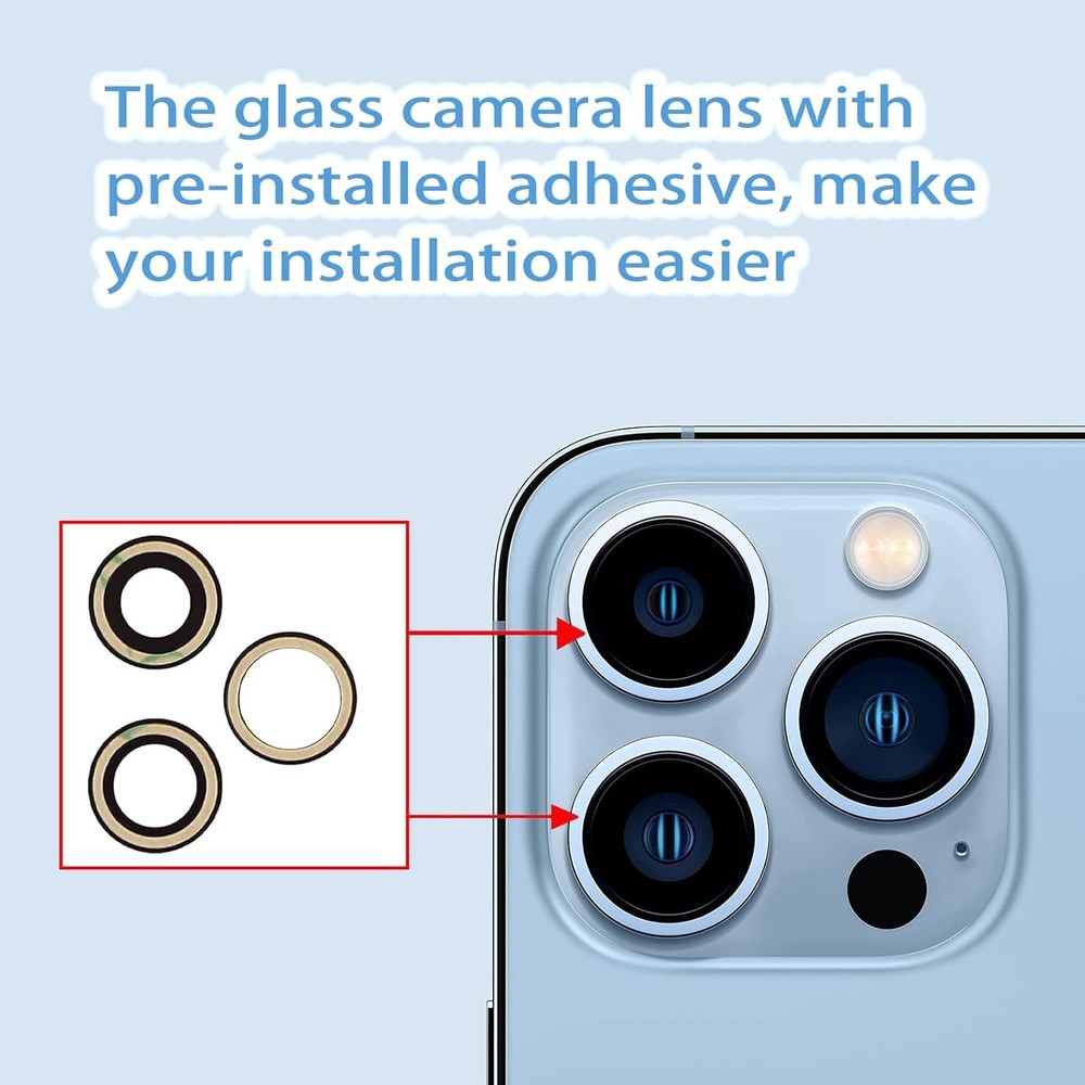 3pcs/Set Rear Back Camera Lens Covers Replacement for iPhone 13 Pro Max Back...
