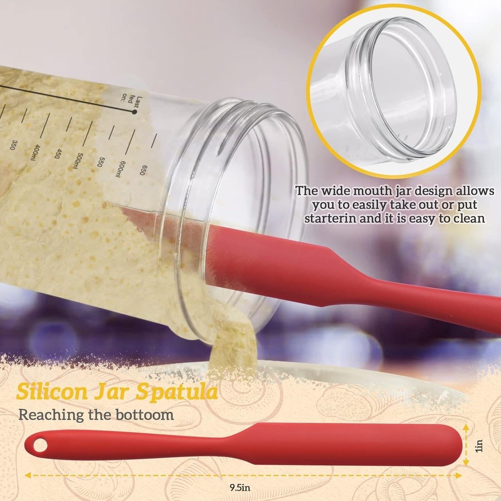 Versatile 650ml Sourdough Fermentation Jar with Tools for Baking Enthusiasts