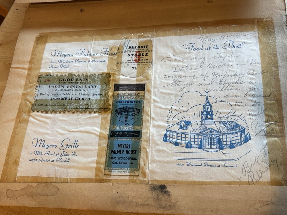 WWII US Scrap book of Robert Joseph May Photos, ID’s, Menu’s, Booklets,