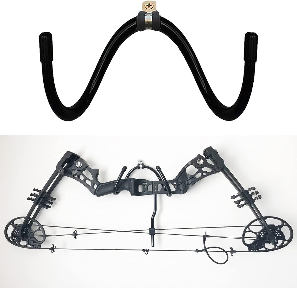 Pmsanzay Bow Wall Storage Display Rack - Hanger Hooks Mount, Black