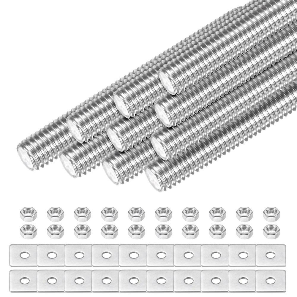 10-Set Fully Threaded Rod, M5x40mm Right Hand Thread Bar Studs with Nuts