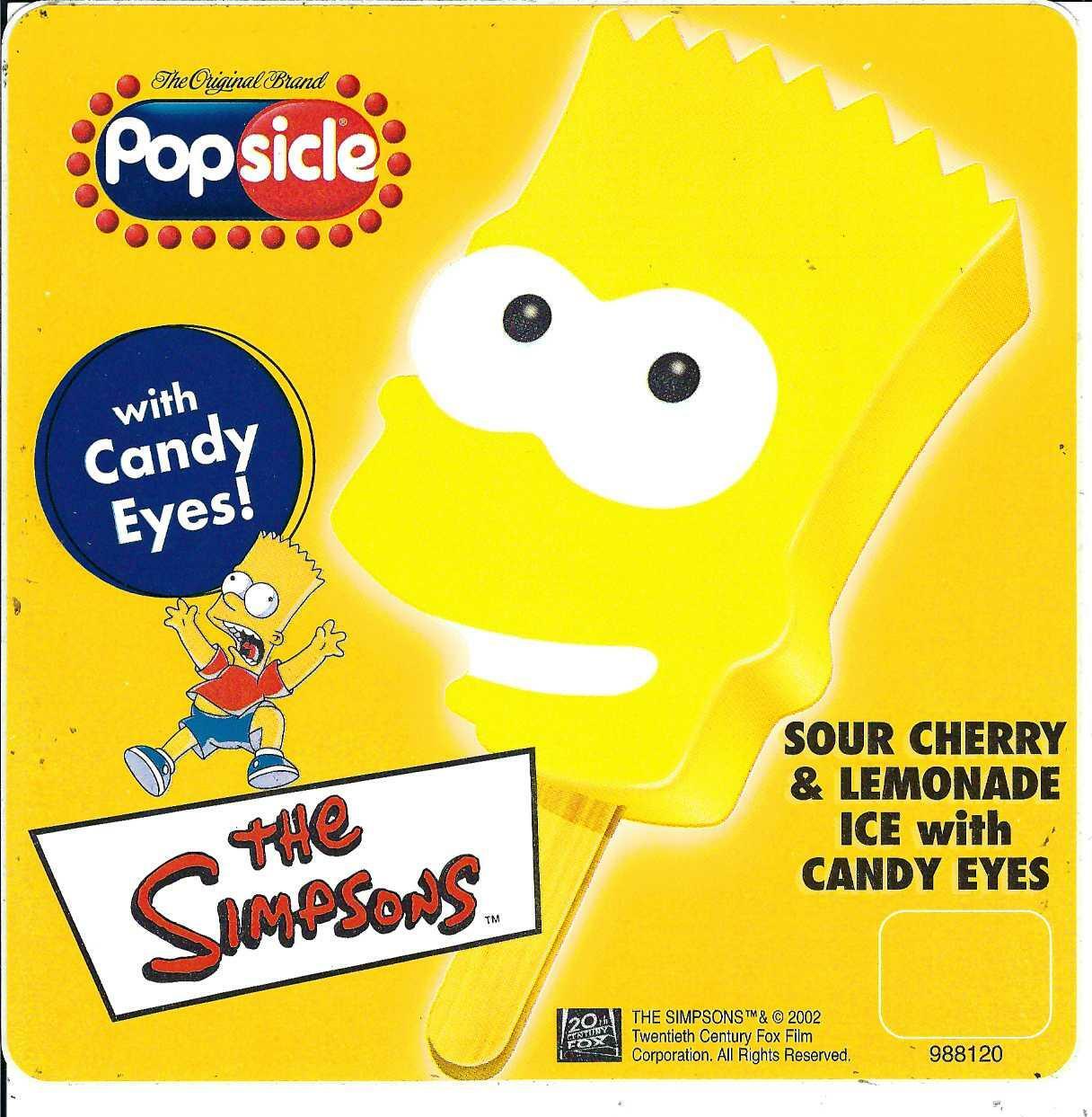 Classic Bart Simpson Popsicle Ice Cream Truck Sticker 6"x6"