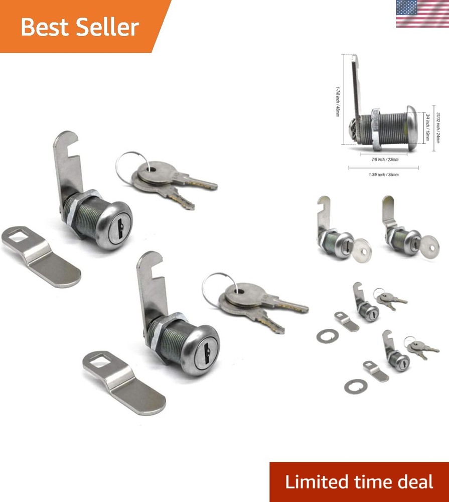 Versatile Stainless Steel Cam Locks 7/8" - Key Lock Replacement Set for Security