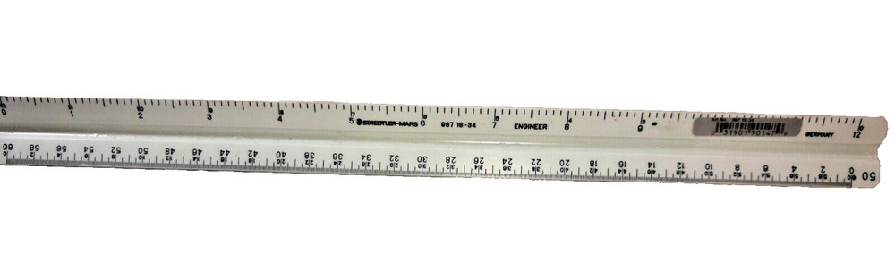 Staedtler-Mars  987 18-34 Engineer Triangular 3 Sided Ruler Colors German Drafti