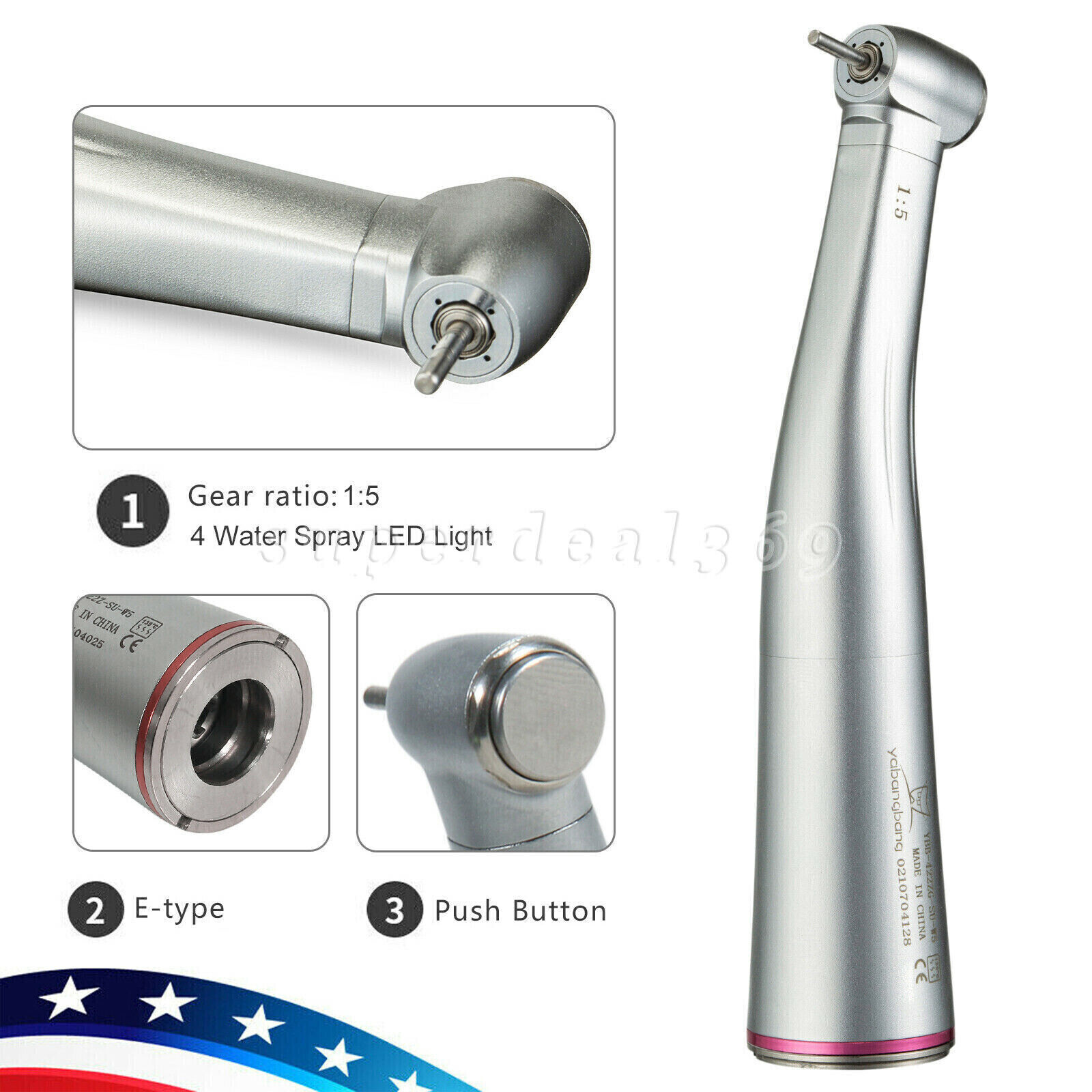 Dental 1:1 1:5 20:1 Implant (LED)low Speed Contra Angle Handpiece Fit NSK E-type