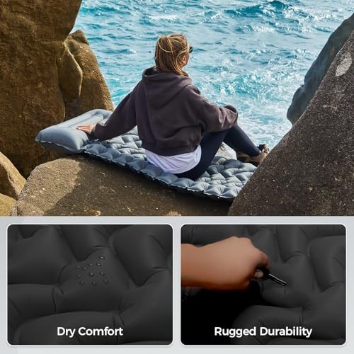 Sleeping Pad for Camping, Ultralight Connectable Inflatable Single Grey