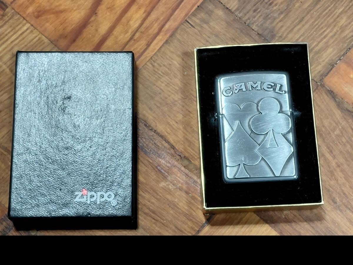 Zippo  CAMEL Lighter  4 Aces Poker, New!  Midnight Chrome,  Vintage Sealed