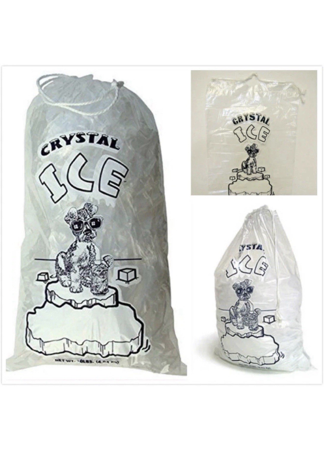 8 lb / 10 lb / 20 lb Ice Bags with Drawstring Commercial Grade Free Shipping