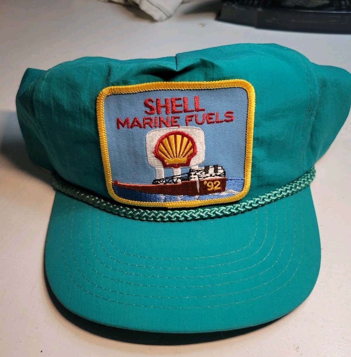 VTG 1992 Shell Marine Fuels 92 Patch Trucker Hat Cap Snapback Gas Oil