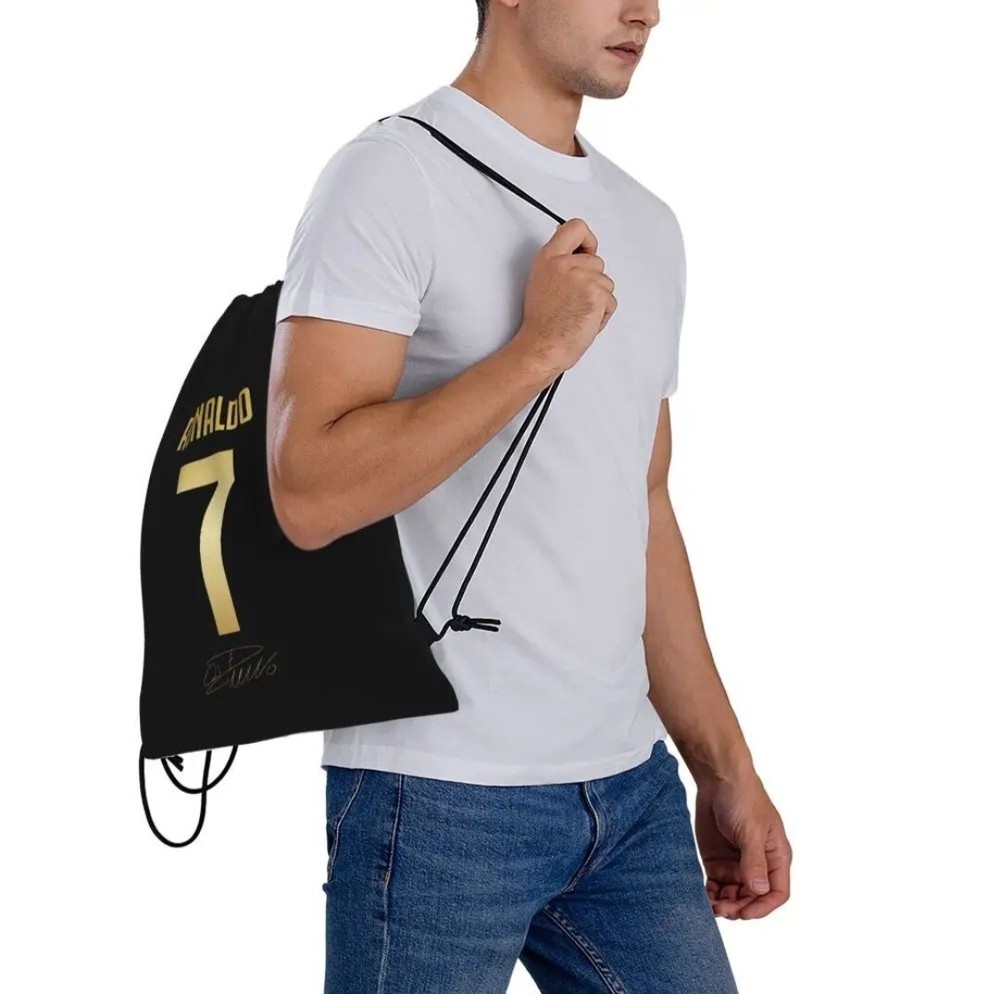 Black Drawstring Backpack, Cristiano Ronald 7