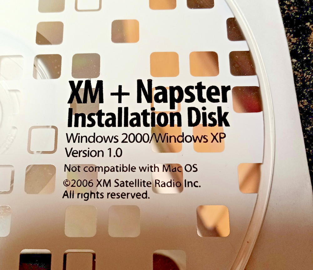 XM + Napster Installation Software v1.0 Disc CD 2006 Windows 2000 XP.