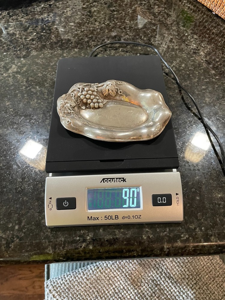 Antique Eureka Silver-Plated Small Serving Tray Dish Bowl Grapevine Pattern 5.5"