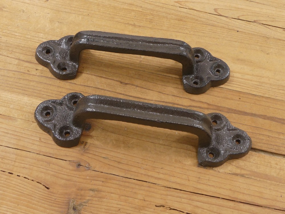 6 Large Cast Iron Door Pull Handles Gate Shed Barn Drawer Rustic Hardware