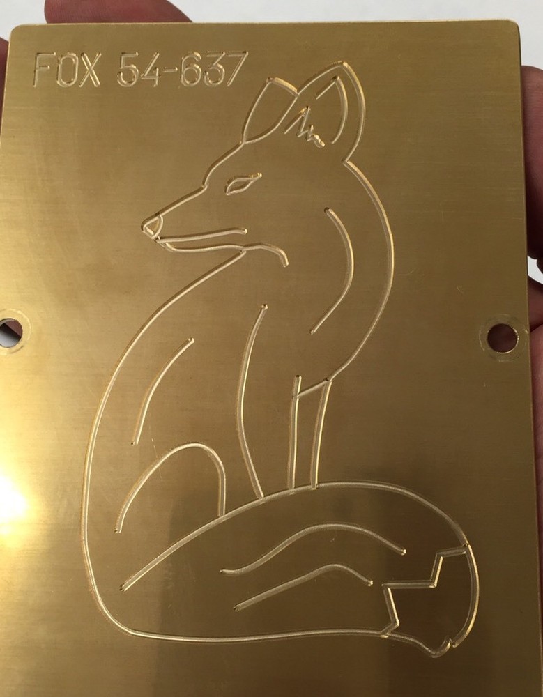SITTING FOX MASTER TEMPLATE FOR NEW HERMES ENGRAVER SOLID BRASS ENGRAVING