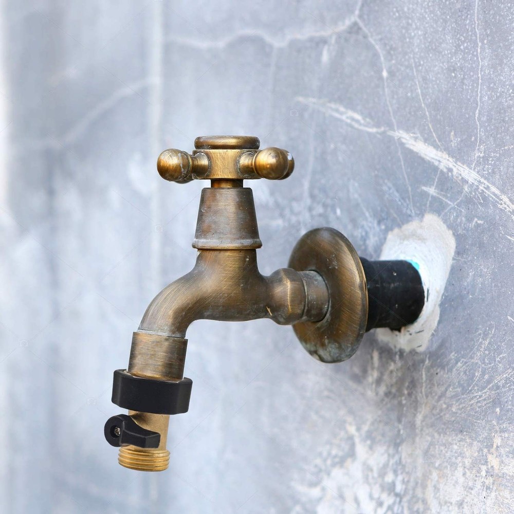 Solid Brass Hose Valve 3/4 Inch 2 Pack With Washers Black