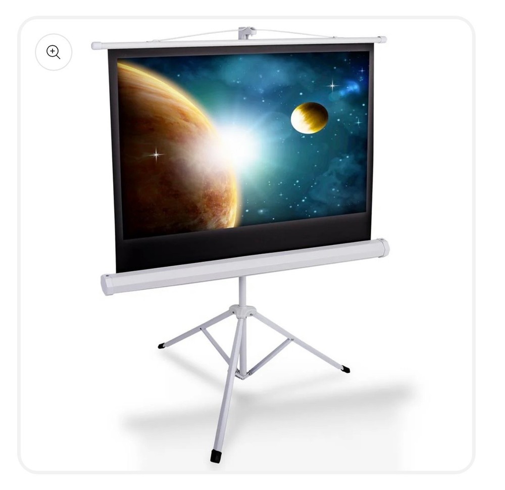 Portable Projector Screen 40" Easy Setup Matte White Tripod Stand