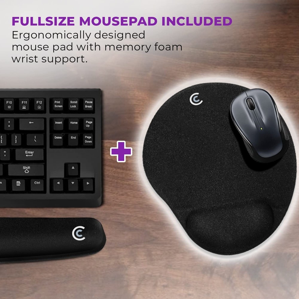 4pc Premium Wrist Rests for Keyboard and Mouse Pad Set - Memory Foam Cushion,...