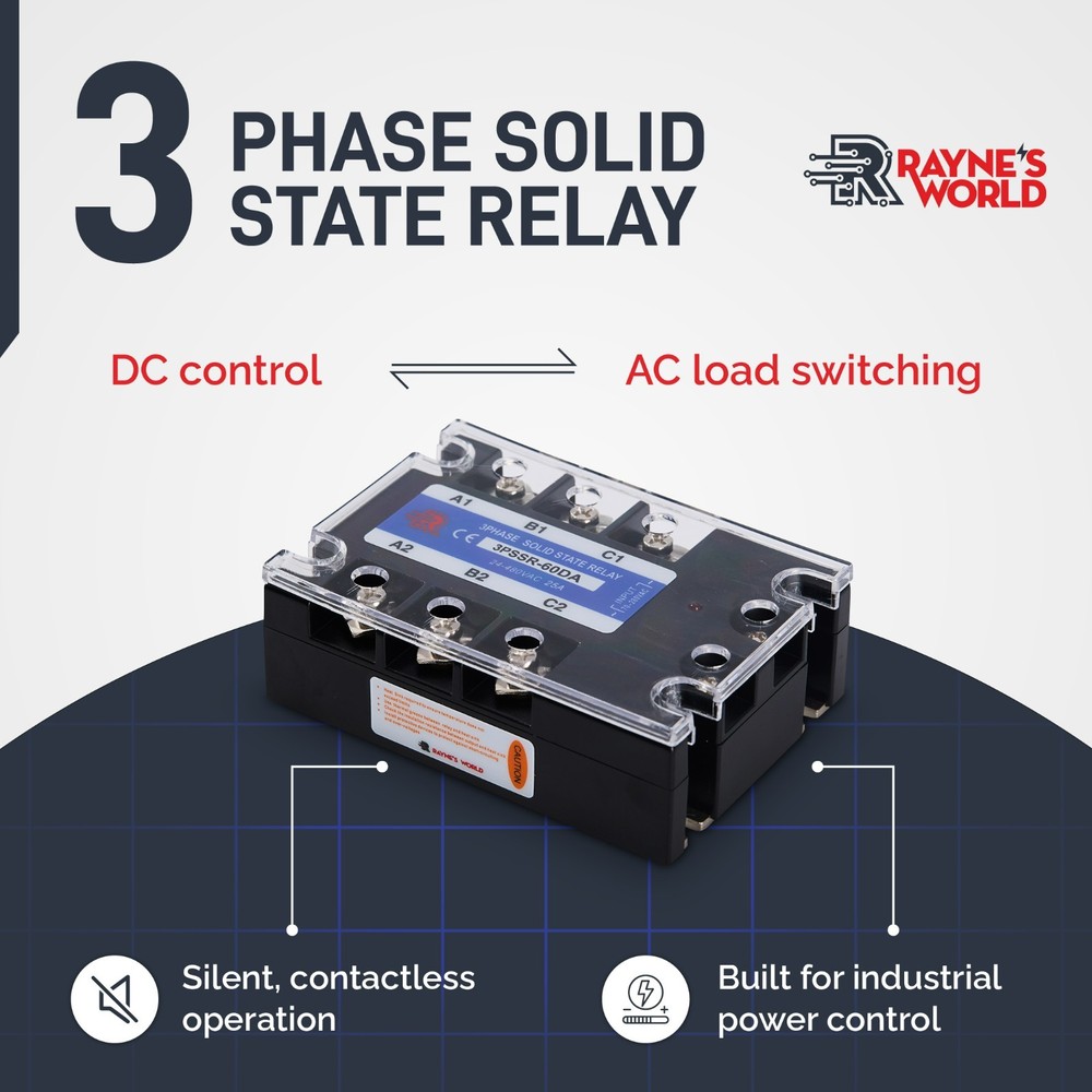 60 Amp DA 3 Phase Solid State Relay Module SSR - DC to AC - 3-32VDC - 24-480VAC