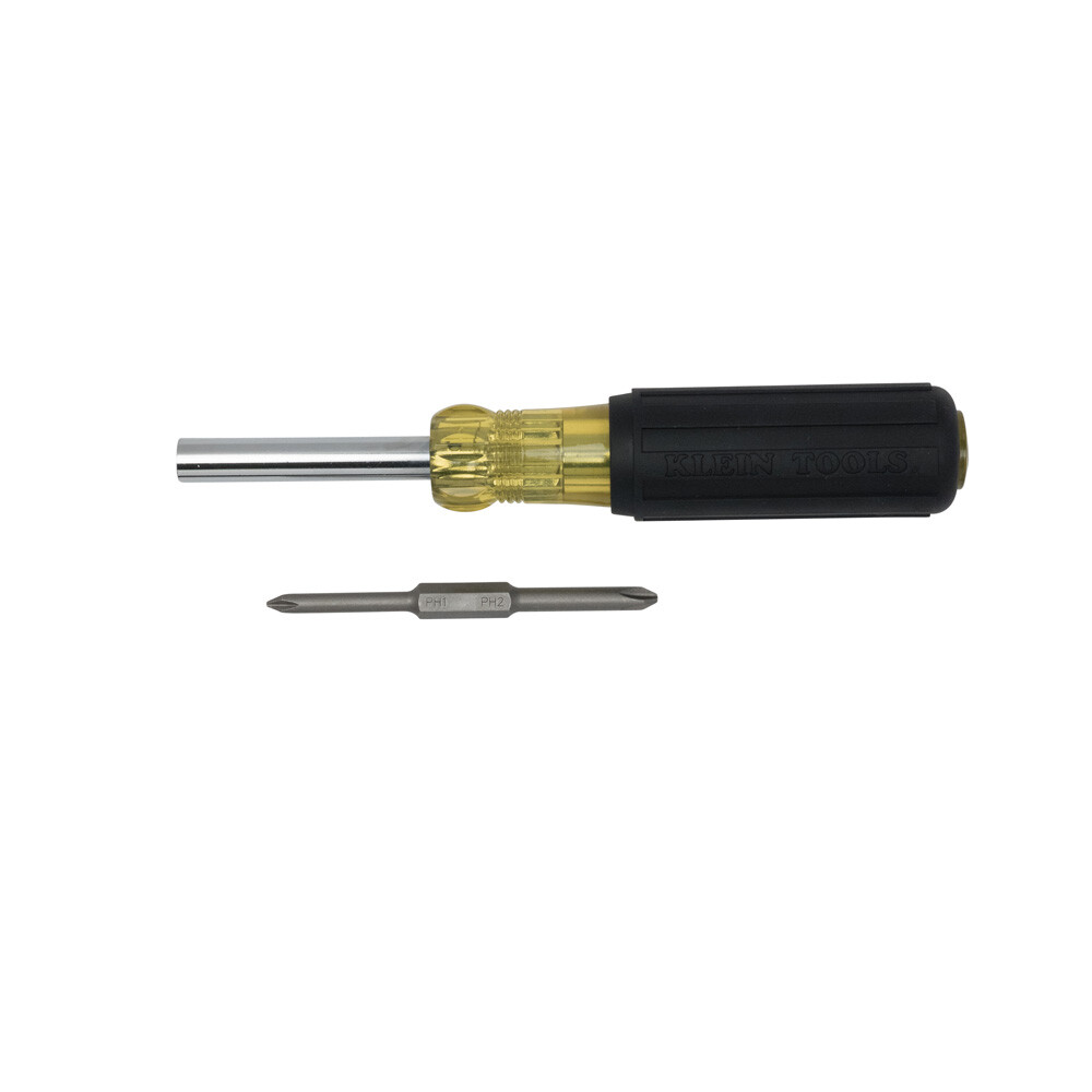 Klein 32559 Extended-Reach Multi Bit Screwdriver/Nut Driver with Cushion Grip