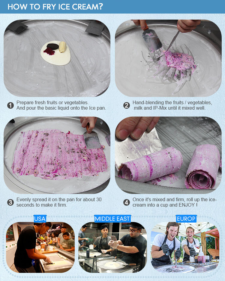 Countertop 18" single round pan with 3 tanks fried ice cream roll machine