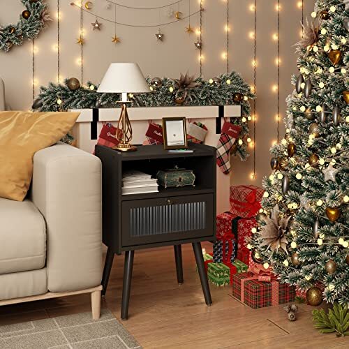 Mid Century Modern Nightstand, Side Table with Storage, Bedside Tables with