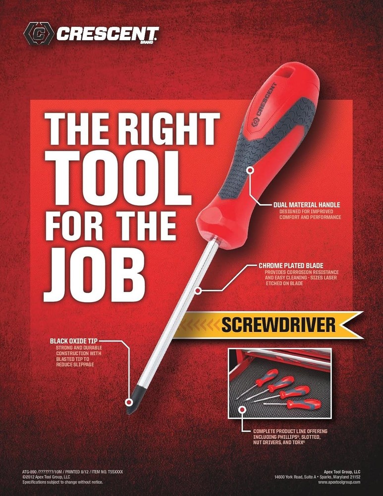 CRESCENT CMBD7P 7-in-1 Screwdriver 8.66" Red/Black Interchangeable Bits
