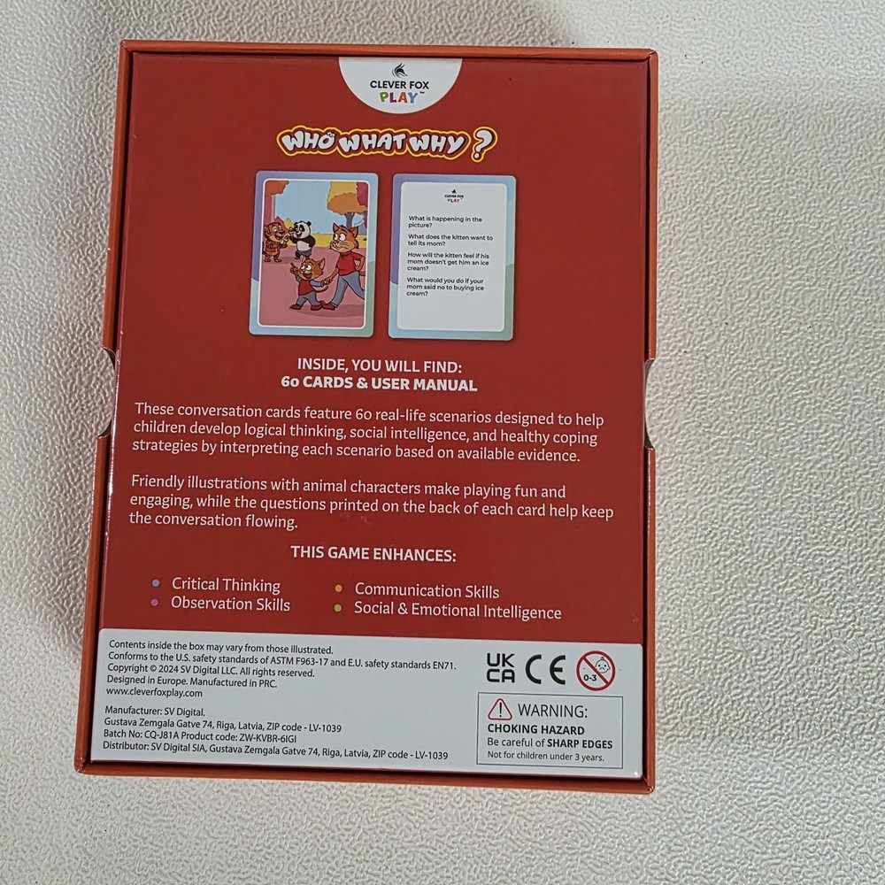 Who What Why Conversation Cards for Kids Develop Logic & Social Intelligence 4+