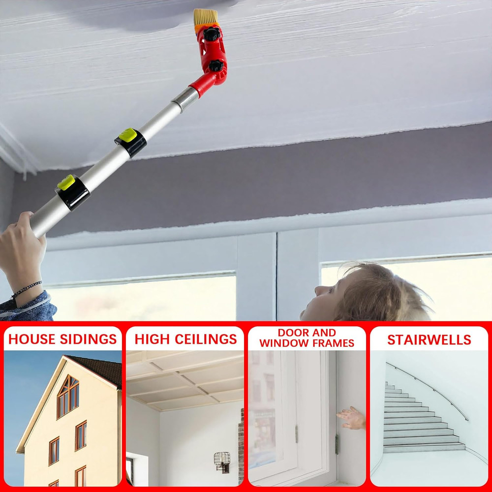 Multi-Angle Paint Brush Extender, Extension Pole Attachment Holder for Paint Bru
