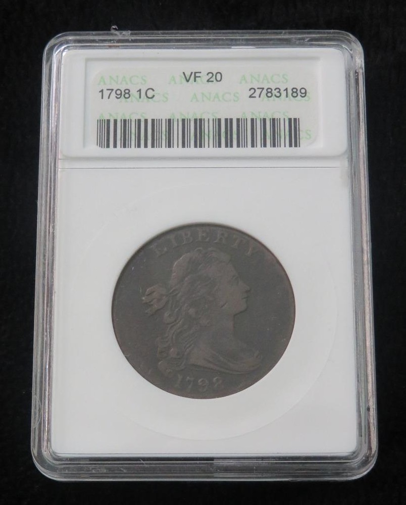 1798 Draped Bust Large Cent * ANACS Graded VF 20 * Old Holder * Beautiful