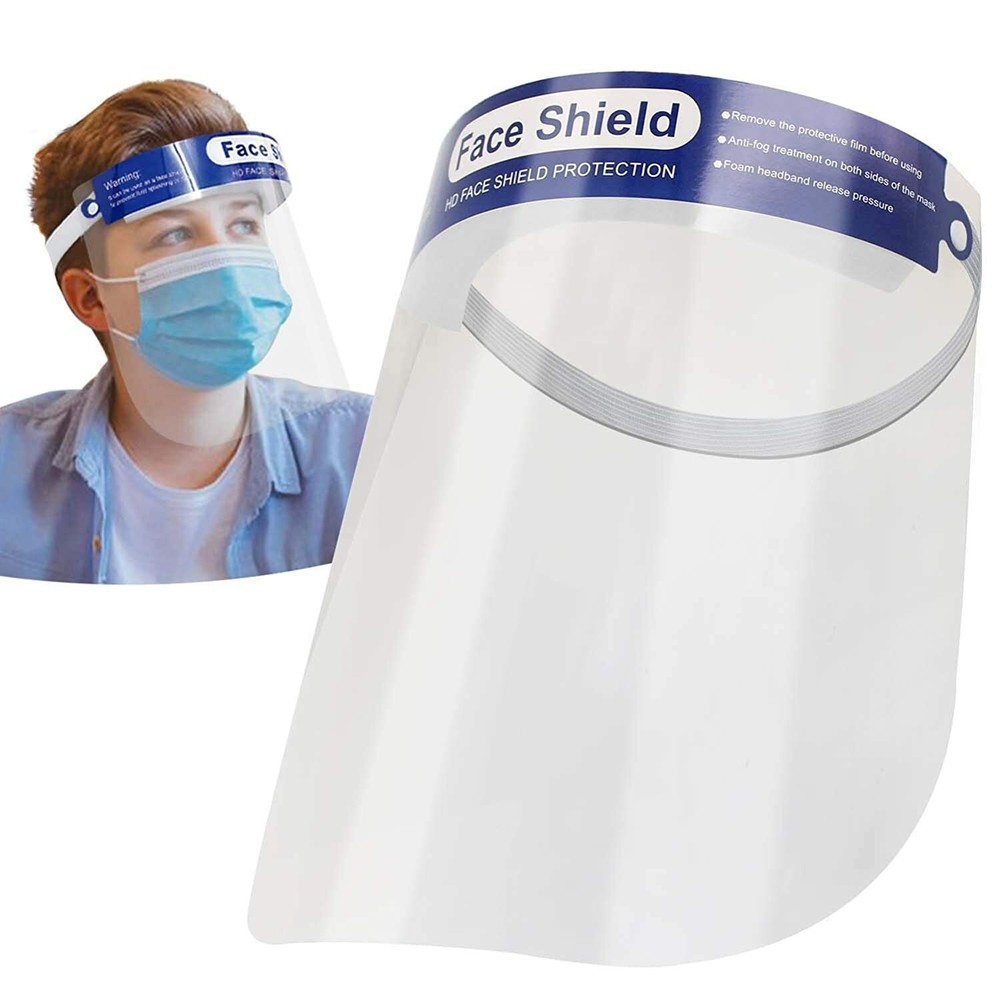 2Pc Kid Safety Face Shield All-Round Protection Cap with Plastic Shield Headband
