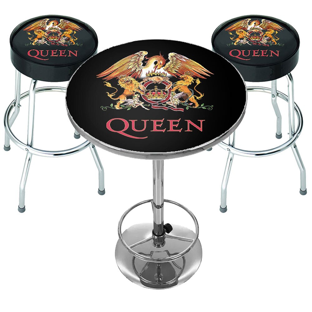 Queen 'Classic Crest' Bar Set - Table and 2 Bar Stools - NEW OFFICIAL