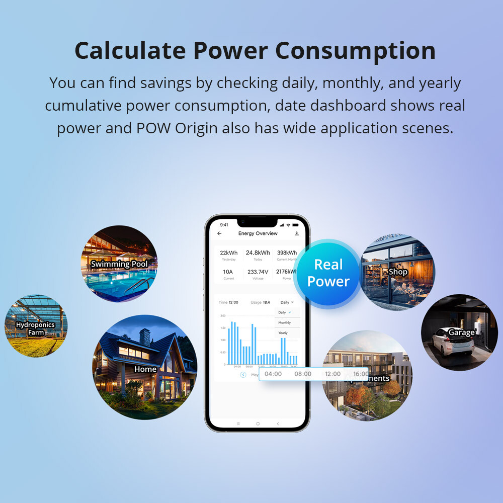 SONOFF POW Origin Smart Power Meter Switch Module 16A Consommation Mesurement