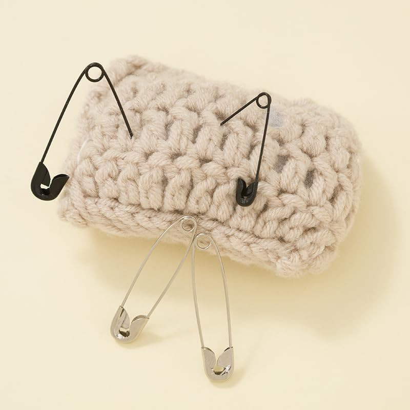 210 PCS 4 Different Sizes Silver and Black Safety Pins Assorted, Small and Large