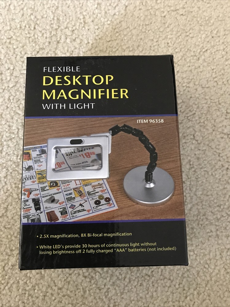 Flexible Desktop Magnifier with light 2.5 X Rectangular - NEW