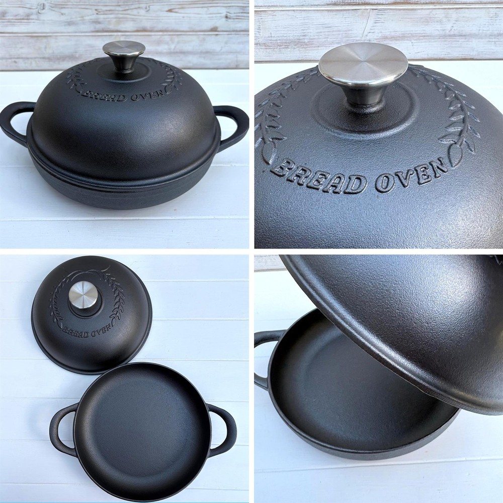 24cm Cast Iron 𝗗𝗨𝗧𝗖𝗛 𝗢𝗩𝗘𝗡 𝗕𝗥𝗘𝗔𝗗 𝗣𝗔𝗡 for Artisan Bread