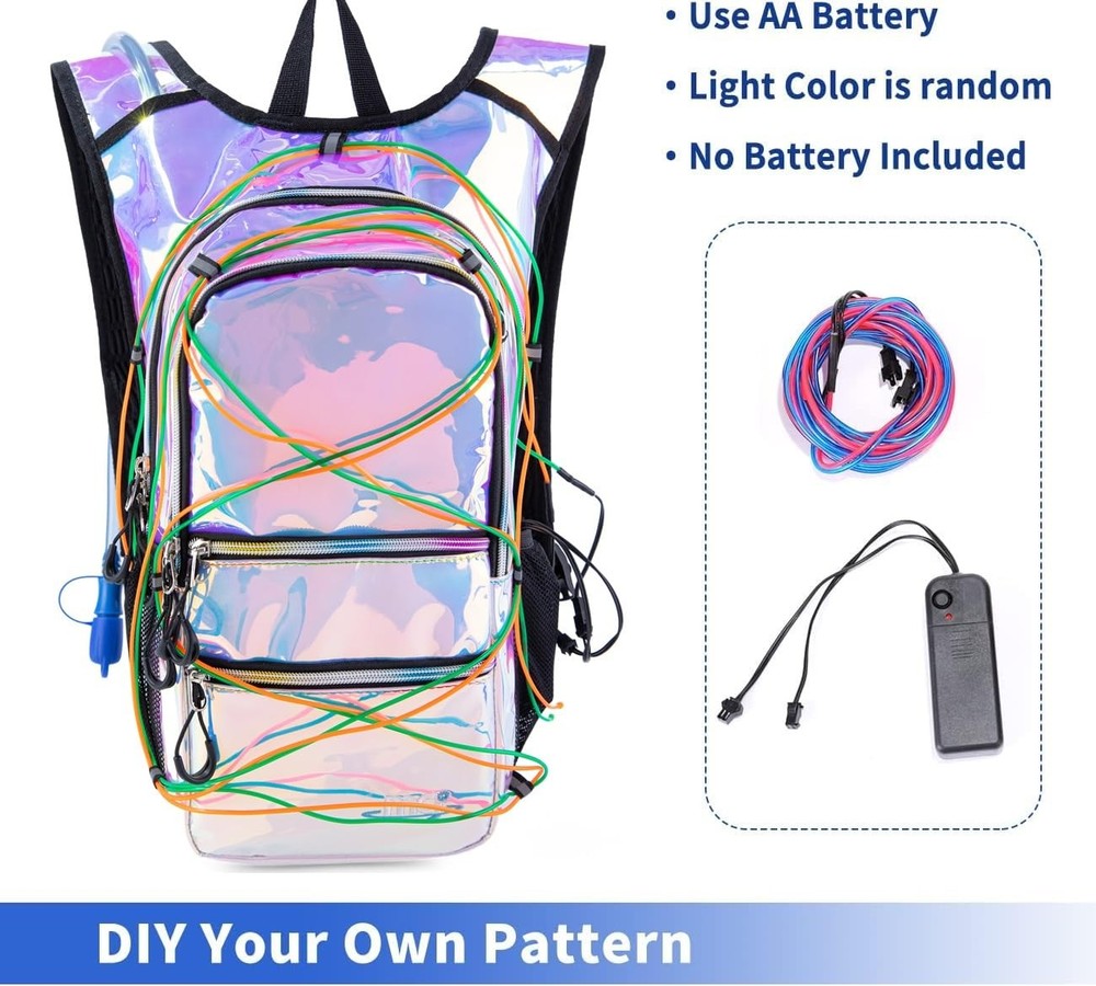 Lightweight Backpack with LED Lights, 2L Water Bladder for Running, Hiking