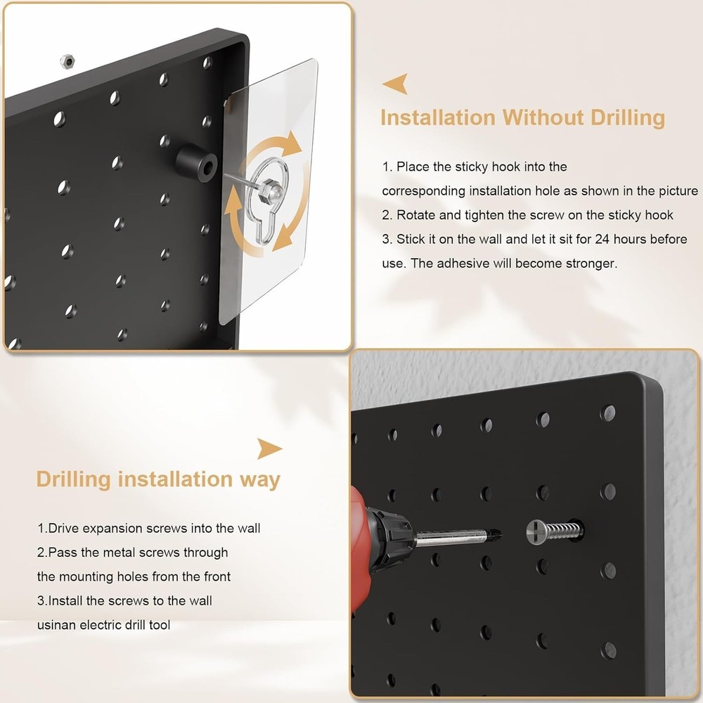 Durable 4-Pack Black Plastic Pegboards - 12x12 Inch, Maximize Your Storage Space