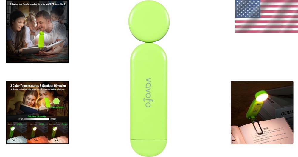 USB Rechargeable Book Light, Blue Light Blocking Clip On Bookmark Shaped Light