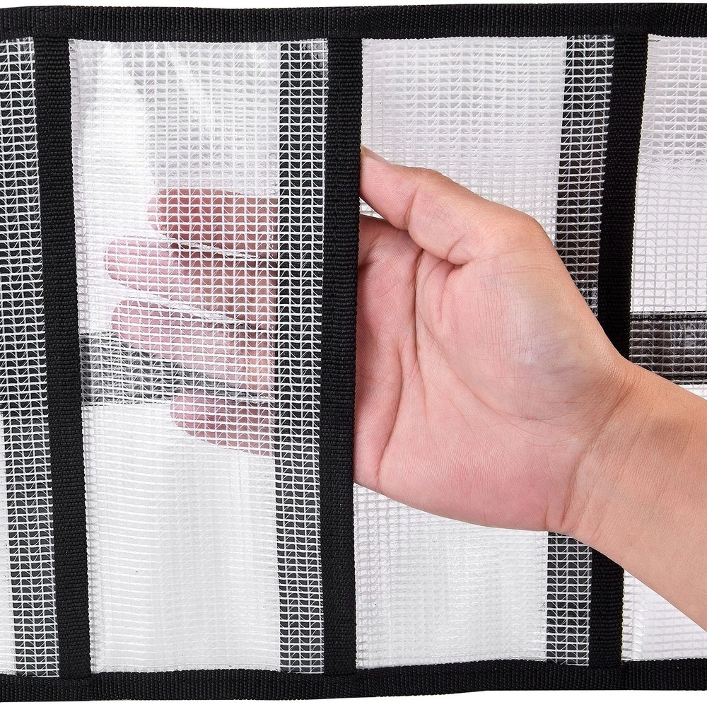 Small Roll Up Storage Bag 6 Pockets Tool Kit Organizer Pouch Clear 2 Pack