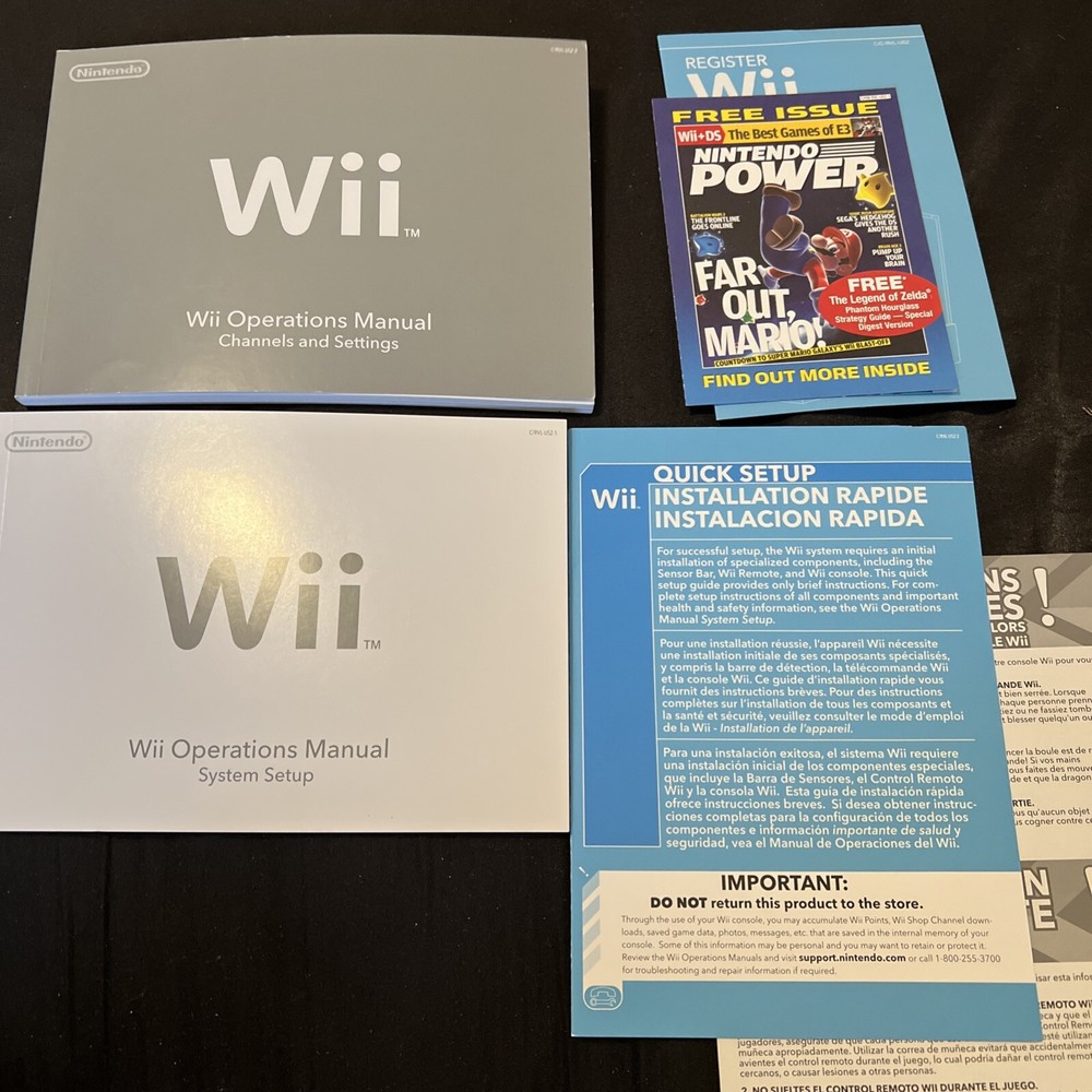 Nintendo Wii Console Operations Manuals & System Set Up Booklets Original